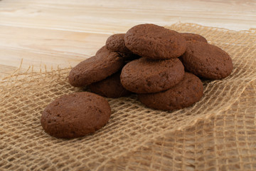 Soft Chocolate Butter Cookies With Chocolate Filling on Table