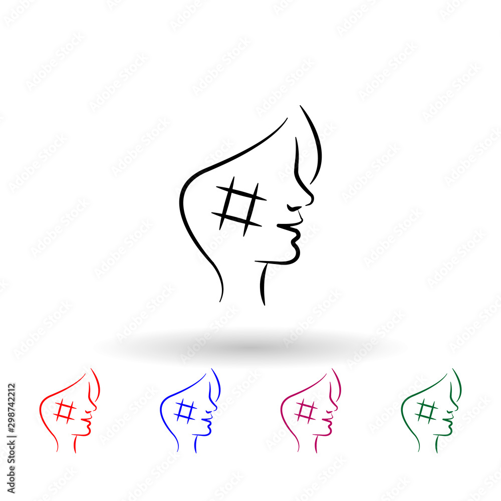 Poster facial rejuvenation surgery multi color icon. simple outline, thin line vector of antiaging icons fo
