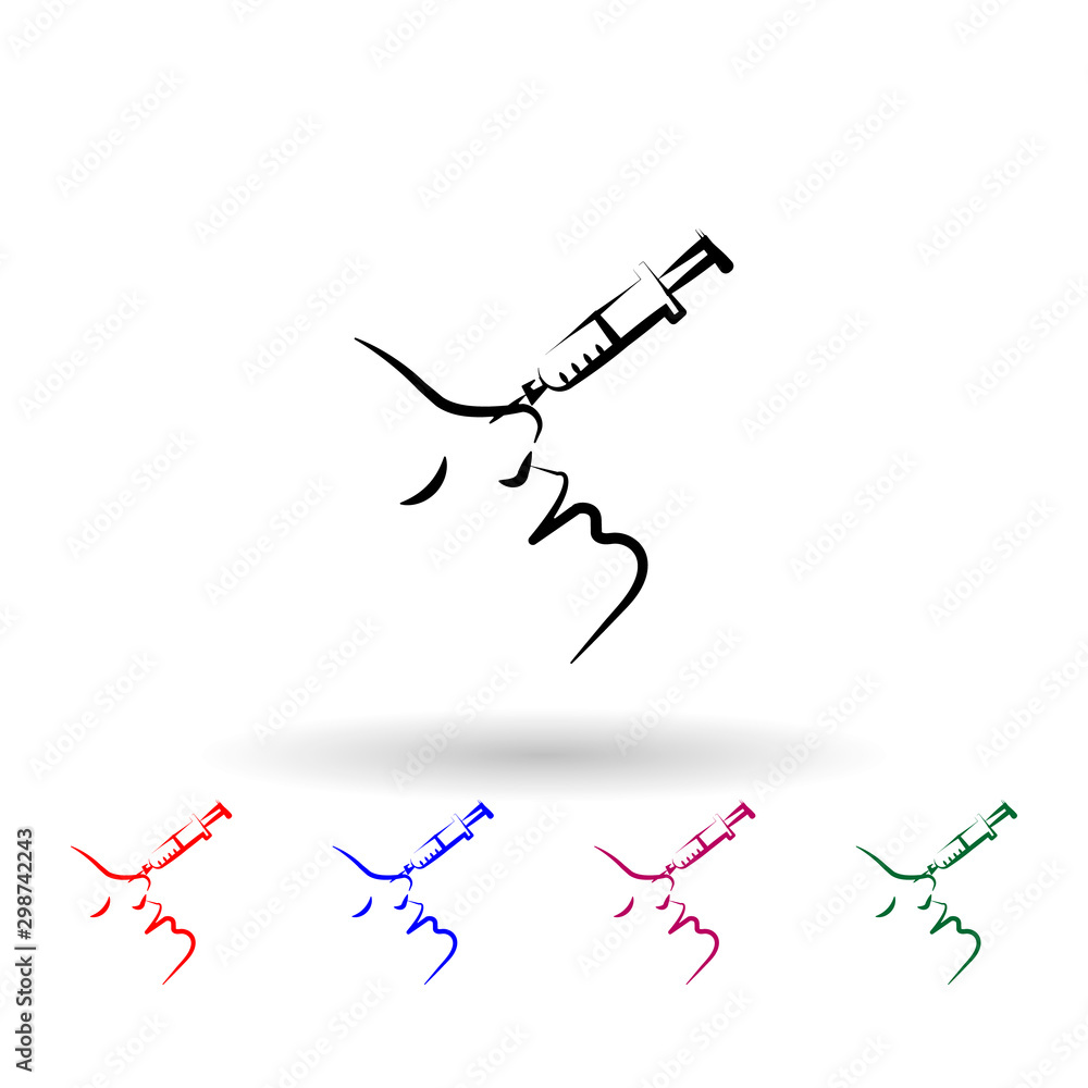 Poster syringe in the nose multi color icon. simple outline, thin line vector of antiaging icons for ui and