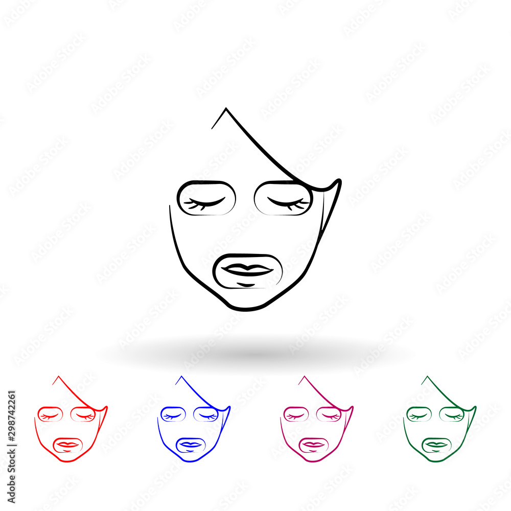 Poster cosmetic face mask multi color icon. simple outline, thin line vector of antiaging icons for ui and 