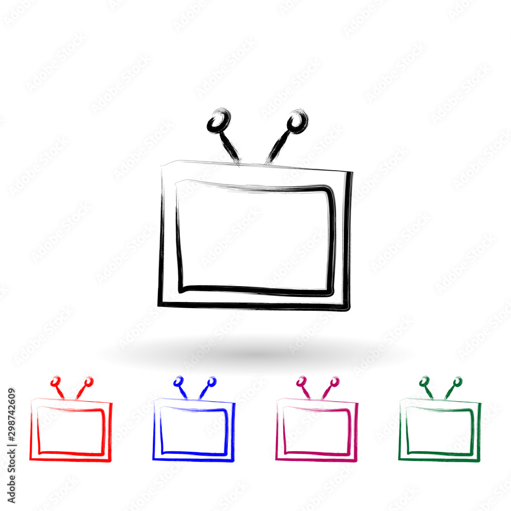 Poster tv sketch style multi color icon. simple thin line, outline vector of banking icons for ui and ux, w