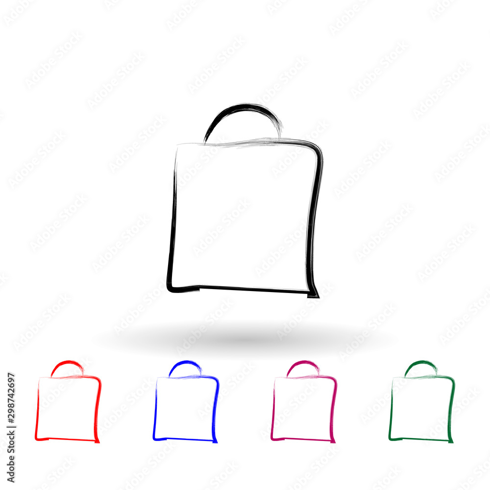 Poster shopping bag sketch style multi color icon. simple thin line, outline vector of banking icons for ui