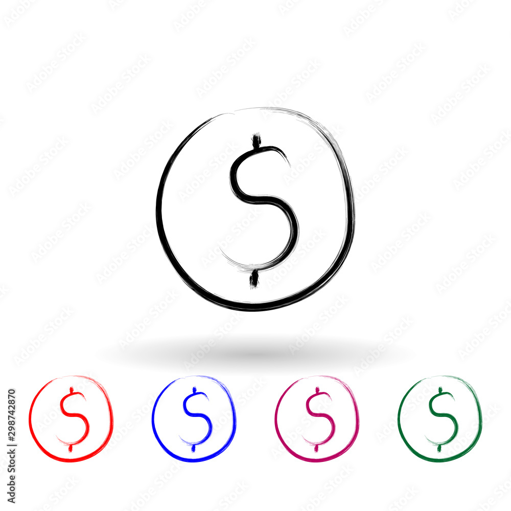 Poster dollar sign sketch style multi color icon. simple thin line, outline vector of banking icons for ui 