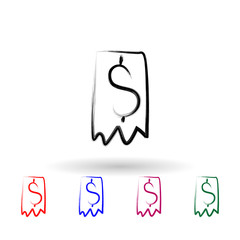 Check for payment sketch style multi color icon. Simple thin line, outline vector of banking icons for ui and ux, website or mobile application