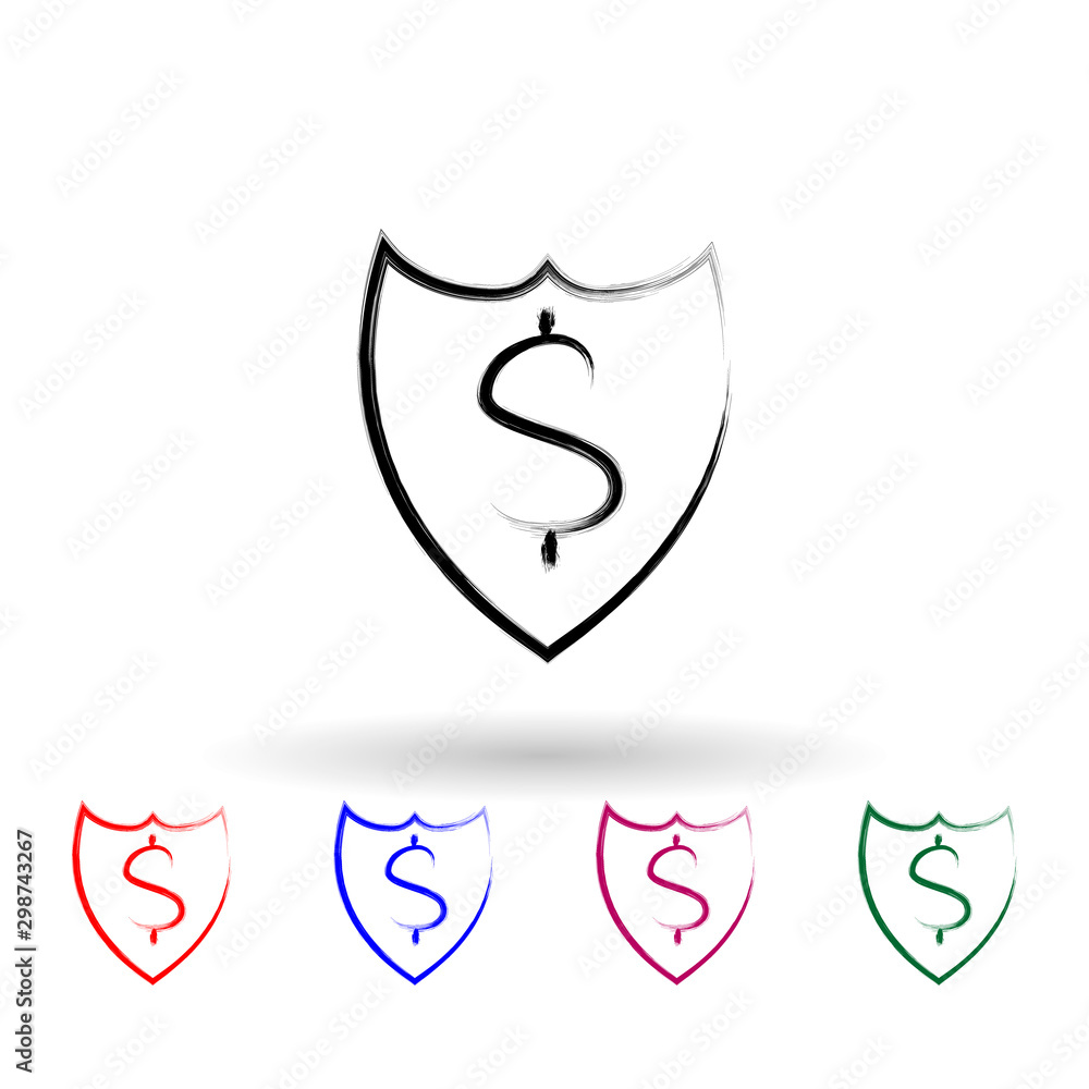 Poster protection of savings sketch style multi color icon. simple thin line, outline vector of banking ico