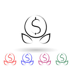 Money plant sketch style multi color icon. Simple thin line, outline vector of banking icons for ui and ux, website or mobile application