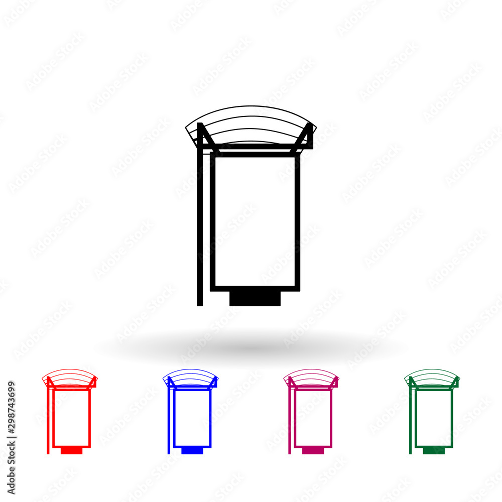 Poster billboard in bus stop multi color icon. simple glyph, flat vector of billboards icons for ui and ux,