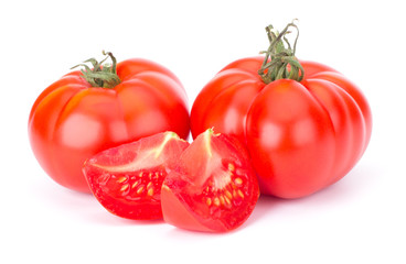 Red Ripe Fresh Tomato Isolated On White Background Close-Up