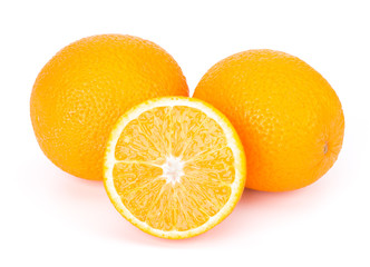 Cut Orange fruit isolated on white background