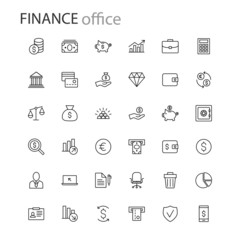 Finance line  icons collection set business office money. Vector illustration eps 10.