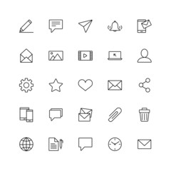 Message set sms envelope line icons collection. Vector illustration eps10.