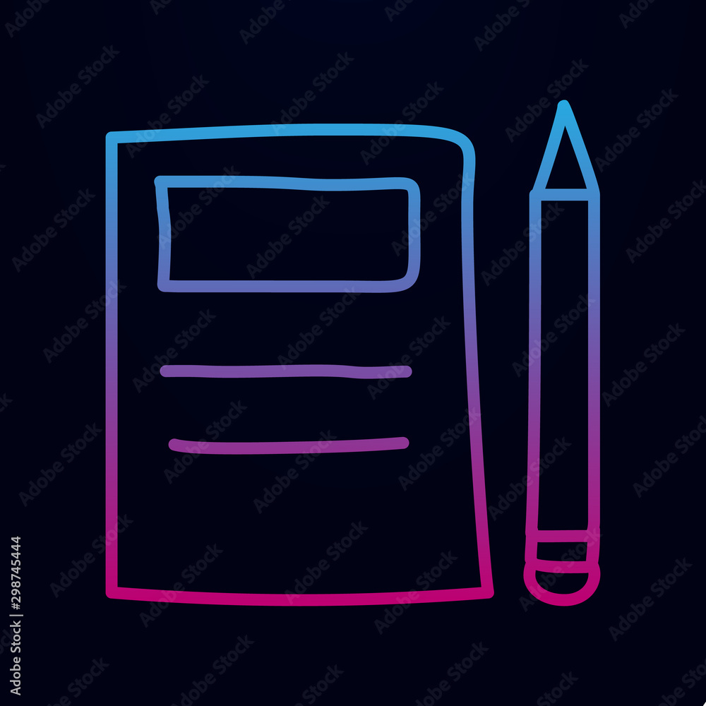 Poster notebook and pencil sketch nolan icon. simple thin line, outline vector of education icons for ui an