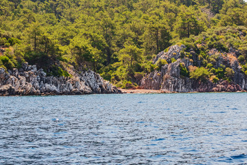 Panoramic island view on amazing bay Ionian Sea