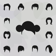 Hair, woman, haircut, doubl bun icon. Haircut icons universal set for web and mobile