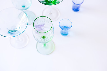 Colorful glasses background.