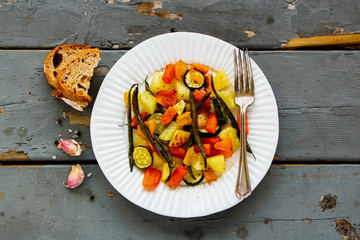Fried vegetables in plate