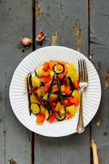 Fried vegetables in plate