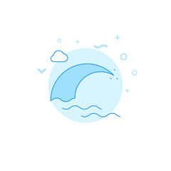 Big sea wave flat vector icon. Filled line style. Blue monochrome design. Editable stroke