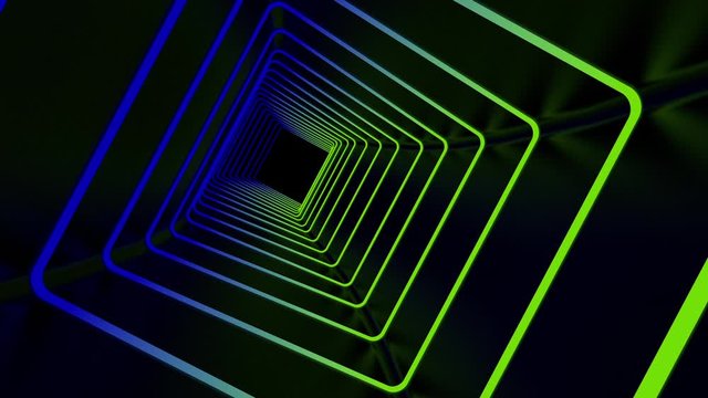 3d tunnel neon light abstract black background HD