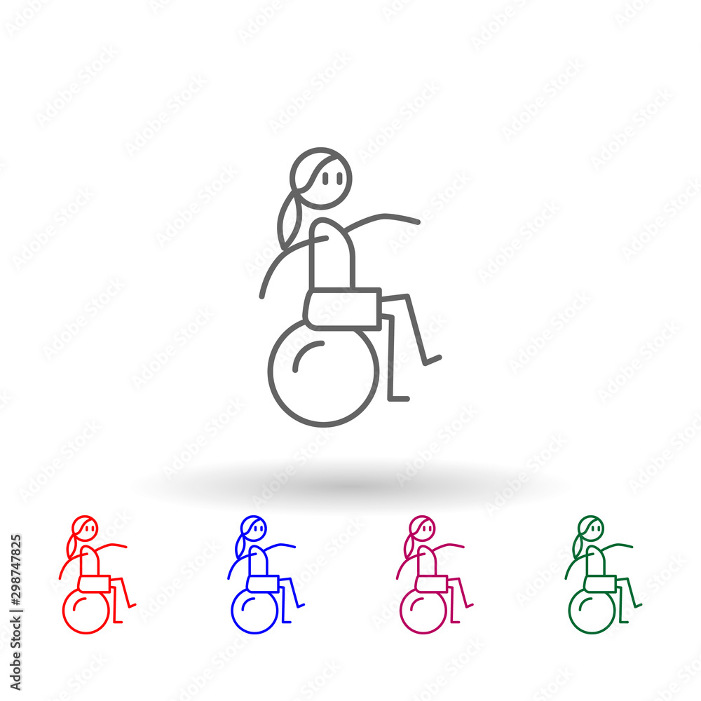 Poster exercise, physiotherapy, ball multi color icon. simple thin line, outline vector of physiotherapy ic