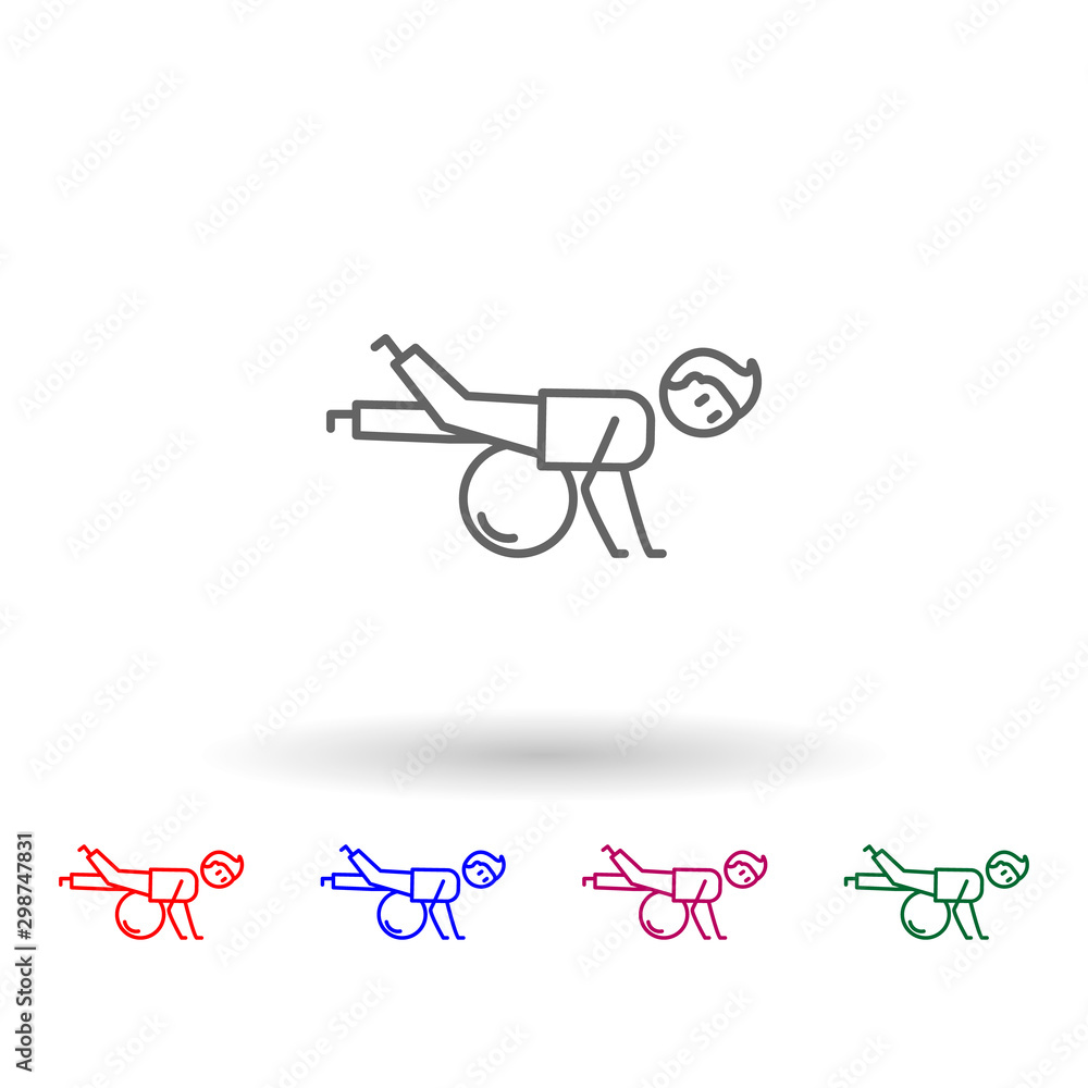 Poster exercise, physiotherapy, ball multi color icon. simple thin line, outline vector of physiotherapy ic