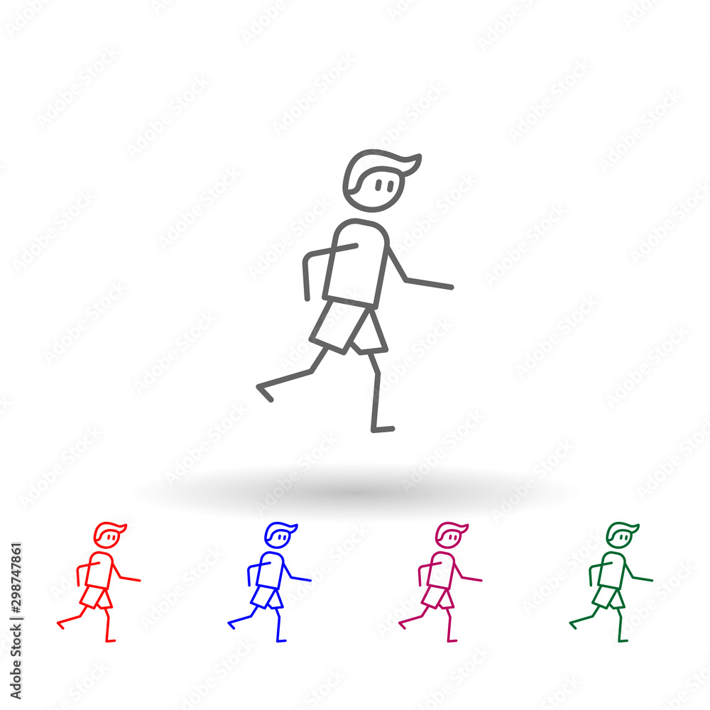 Poster running, physiotherapy, man multi color icon. simple thin line, outline vector of physiotherapy icon