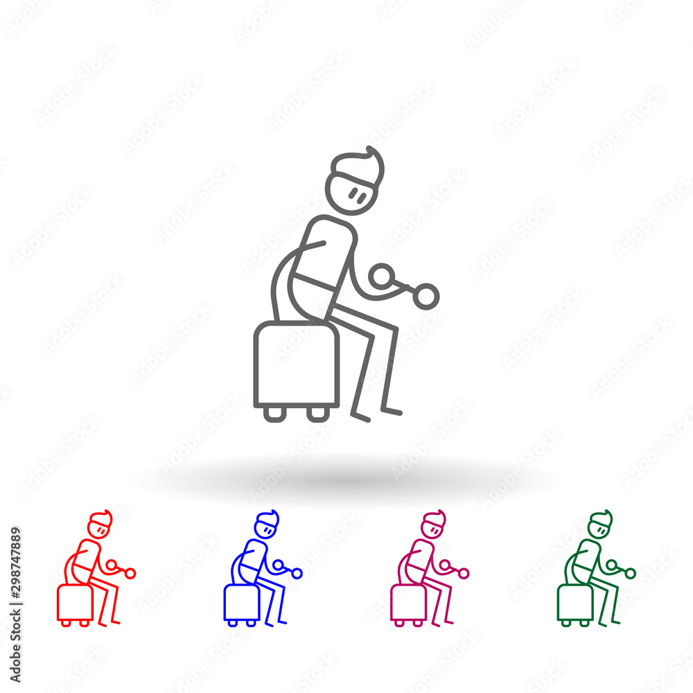 Poster gym, physiotherapy, dumbbell multi color icon. simple thin line, outline vector of physiotherapy ico