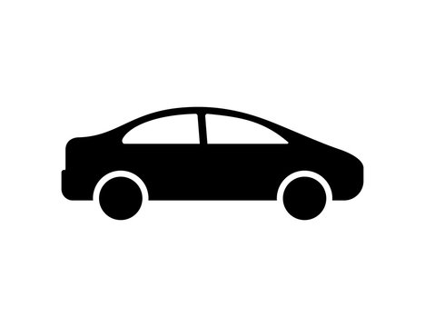 Car icon isolated vector element. Black car sign. Graphic vector Silhouette symbol. Car wheel.