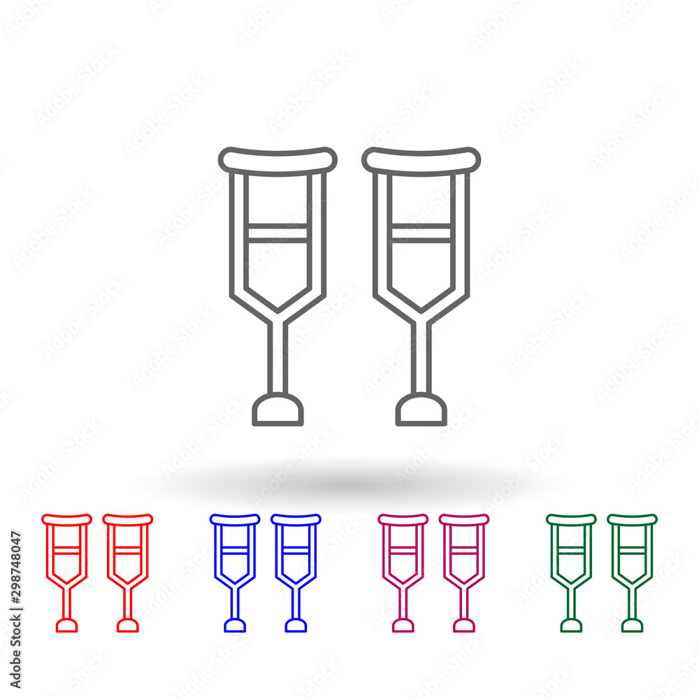 Aufkleber crutches, physiotherapy multi color icon. simple thin line, outline vector of physiotherapy icons fo