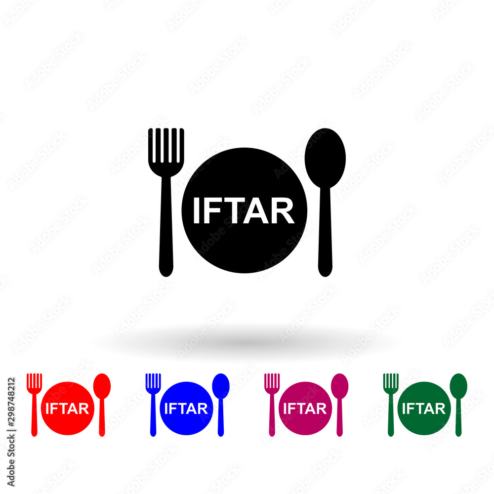 Poster iftar multi color icon. simple thin line, outline vector of ramadan icons for ui and ux, website or 