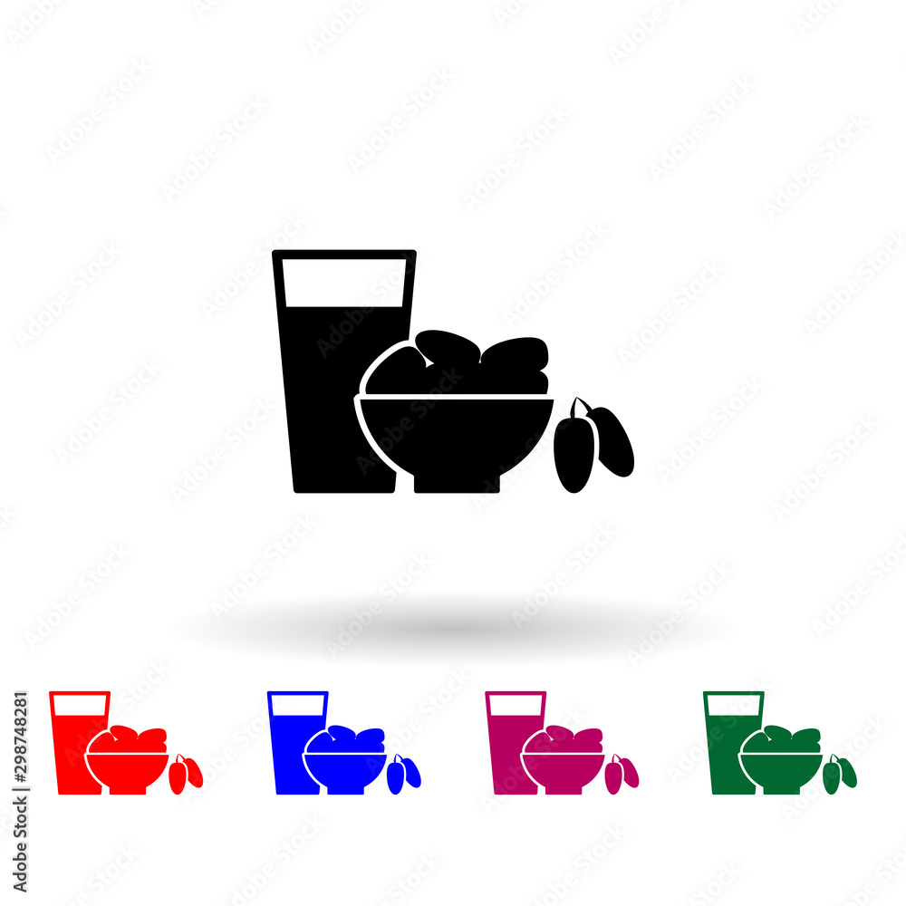 Poster dried dates iftar multi color icon. simple thin line, outline vector of ramadan icons for ui and ux,