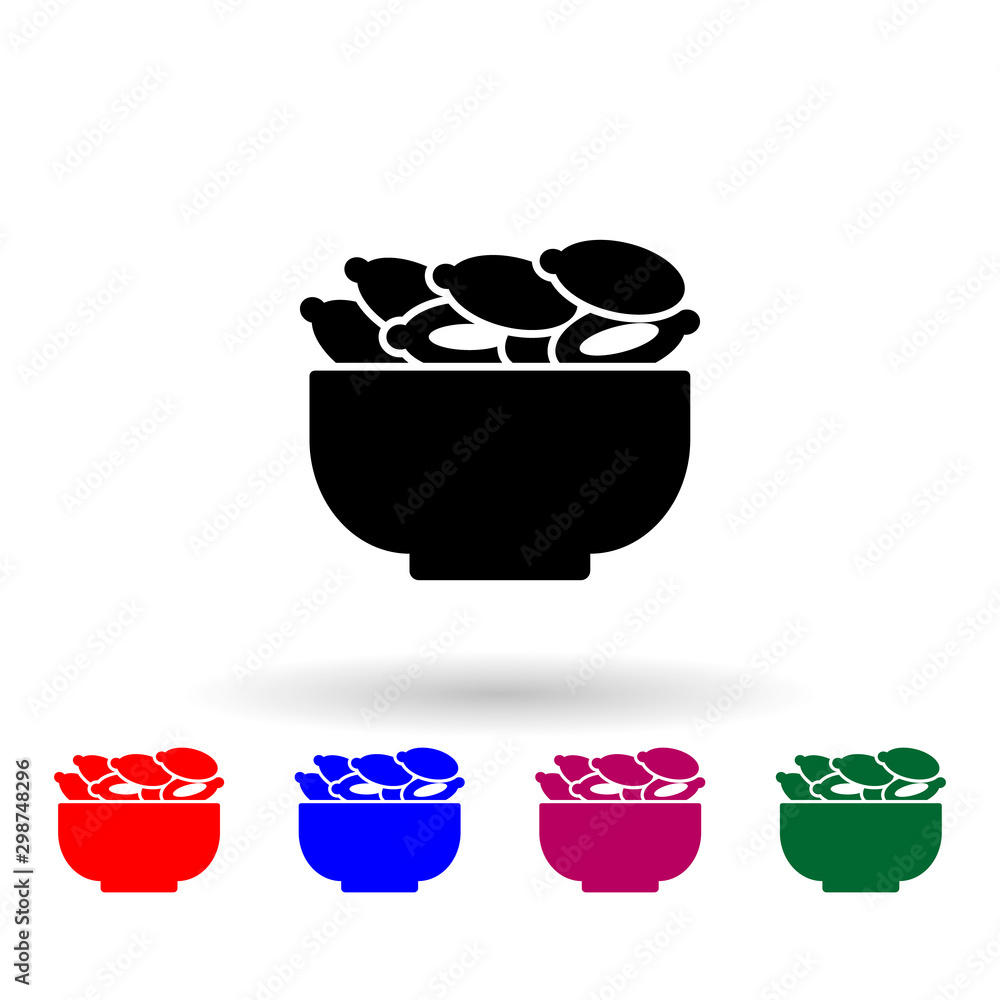 Poster dried dates in plate multi color icon. simple thin line, outline vector of ramadan icons for ui and 