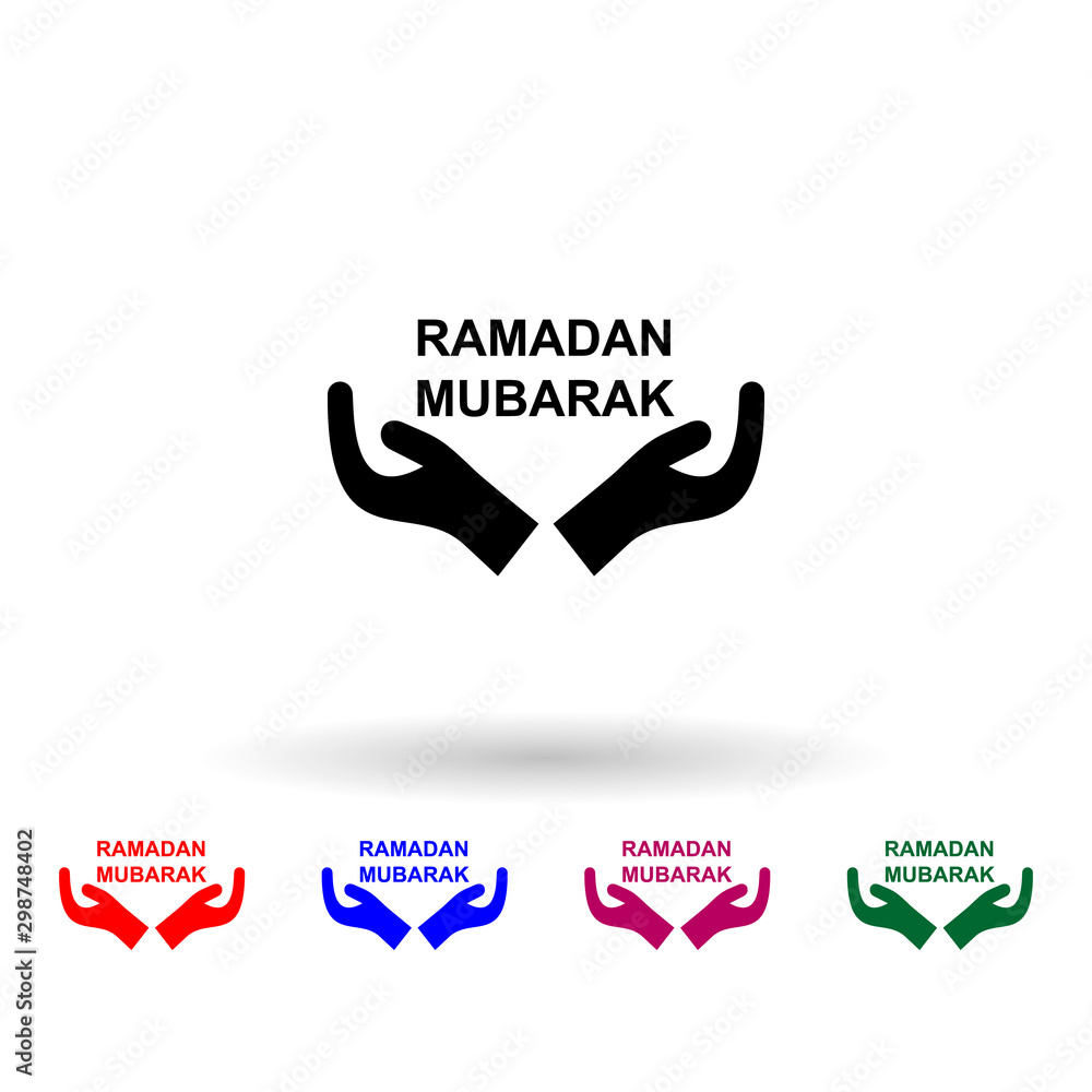 Poster ramadan mubarak multi color icon. simple thin line, outline vector of ramadan icons for ui and ux, w