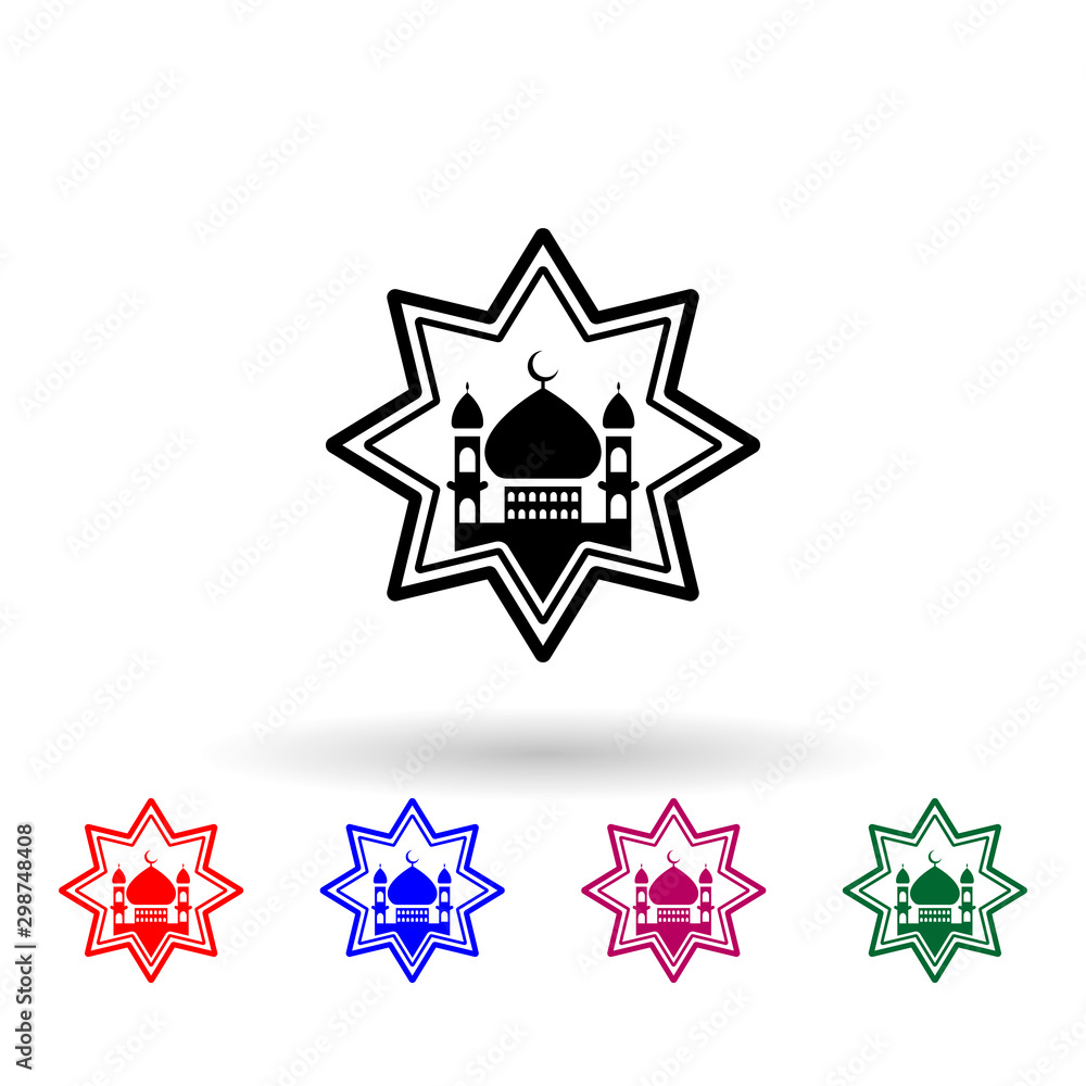 Poster rub el hizb, mosque multi color icon. simple thin line, outline vector of ramadan icons for ui and u