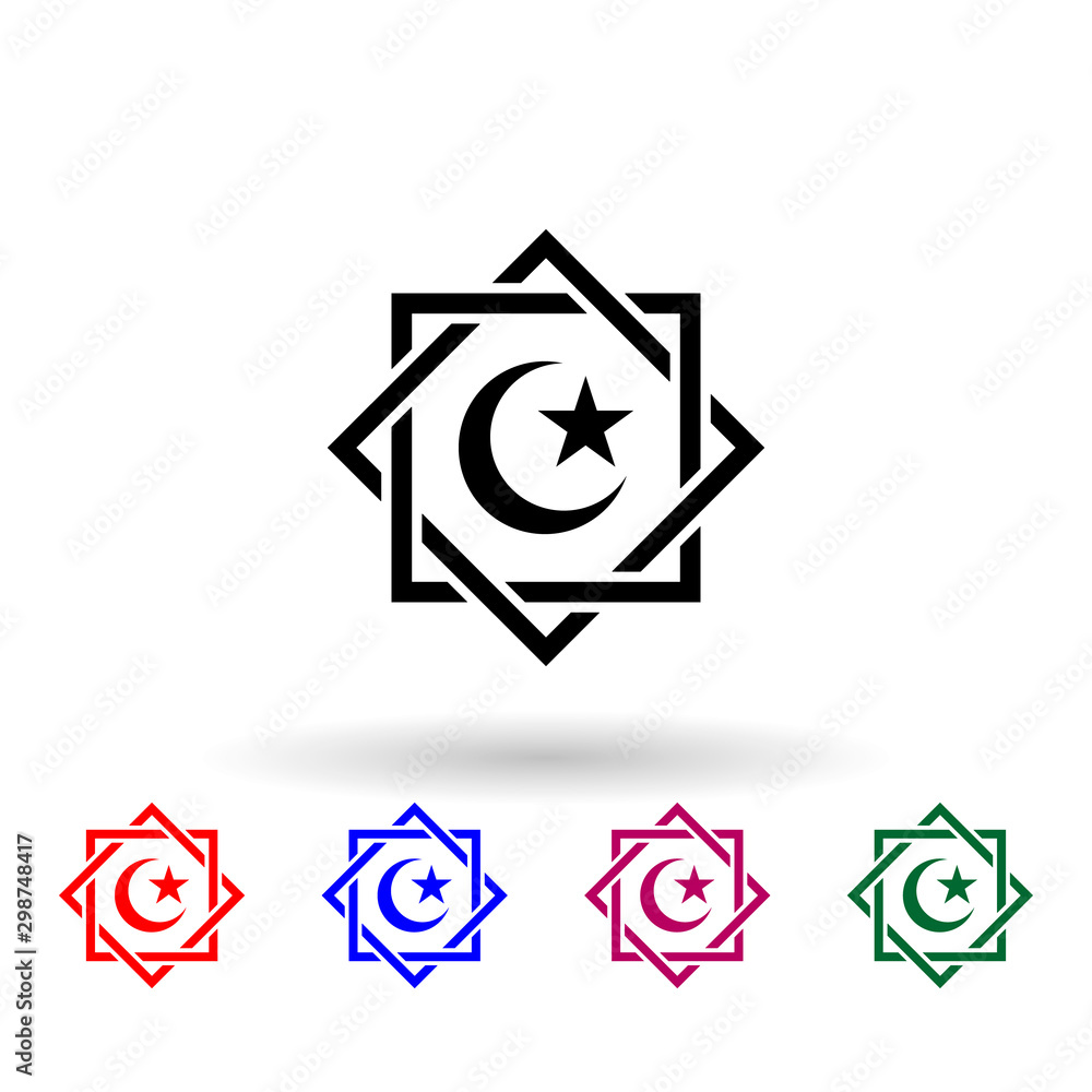 Poster rub el hizb multi color icon. simple thin line, outline vector of ramadan icons for ui and ux, websi