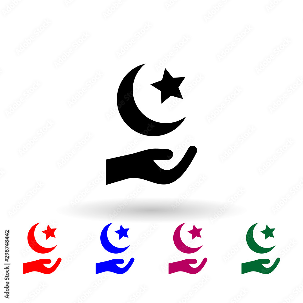 Poster symbol of islamic holiday ramadan multi color icon. simple thin line, outline vector of ramadan icon