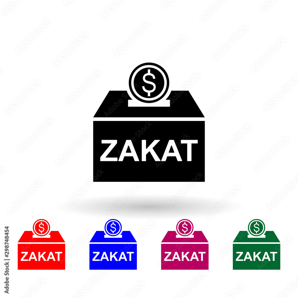Poster zakat multi color icon. simple thin line, outline vector of ramadan icons for ui and ux, website or 