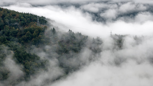 Low cloud on the mountain forest in the morning © kojihirano