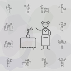 Table reservation, waitress icon. Restaurant icons universal set for web and mobile