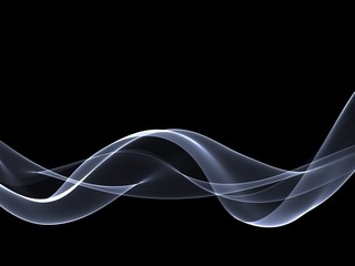 Abstract Blue Smoke Wave On Black