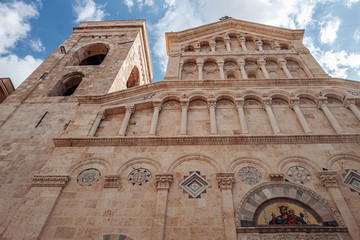 CAGLIARI, ITALY /OCTOBER 2019: Detail view of the Saint Mary cathedral in the old town