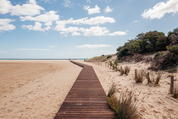 CHIA, SARDINIA / OCTOBER 2019: The beautiful white sand beach of Chia, south of Sardinia