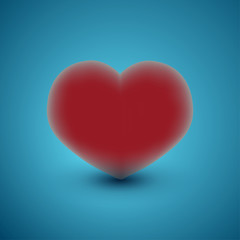 Heart volumetric shape on a blue background. Valentine's day card with space for text. Romantic illustration for Valentine's day.