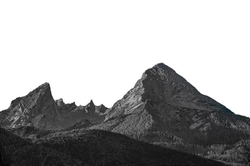 Tuinposter Isolated high mountain peak "Watzmann" in Germany Black and white © Peter Maszlen