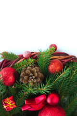 Naklejka na ściany i meble Christmas wreath on white