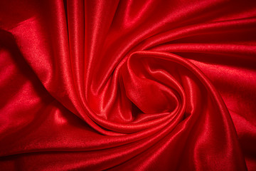 Luxury red satin smooth fabric background for celebration, ceremony, event invitation card or advertising poster