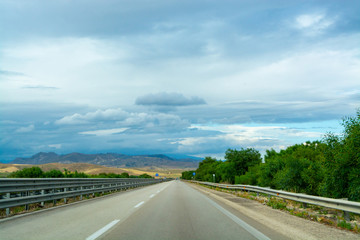 Driving on Sicily, highway between Catania and Palermo