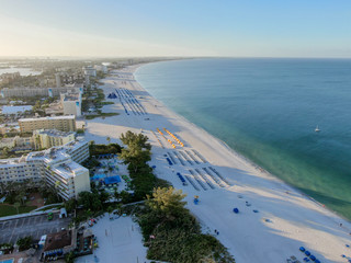 Aerial view of St Pete beach and resorts in St Petersburg, Florida USA 