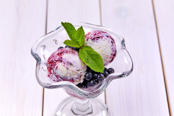 ice cream balls with fresh berries