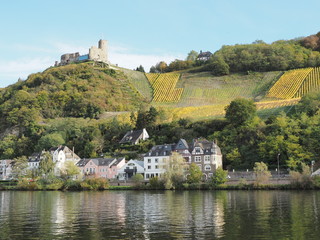 Fototapeta na wymiar herbstliche Burgruine Landshut über Bernkastel-Kues mit Blick auf die Mosel OLYMPUS DIGITAL CAMERA